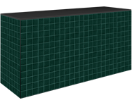 Art Series Food Station Counter - Textured Square Tile Emerald - Black Top - 60 x 180 x 90cm H